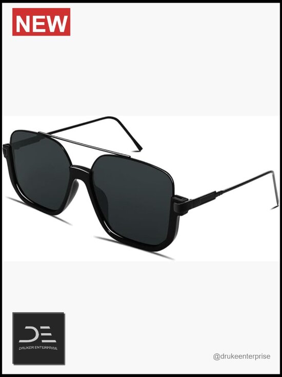 Retro Oversized Aviator Sunglasses Square Double Bridge Pilot Sun Glasses 70s